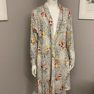 Johnny Was Winery Multicolor Floral and Animal Print Robe No Belt